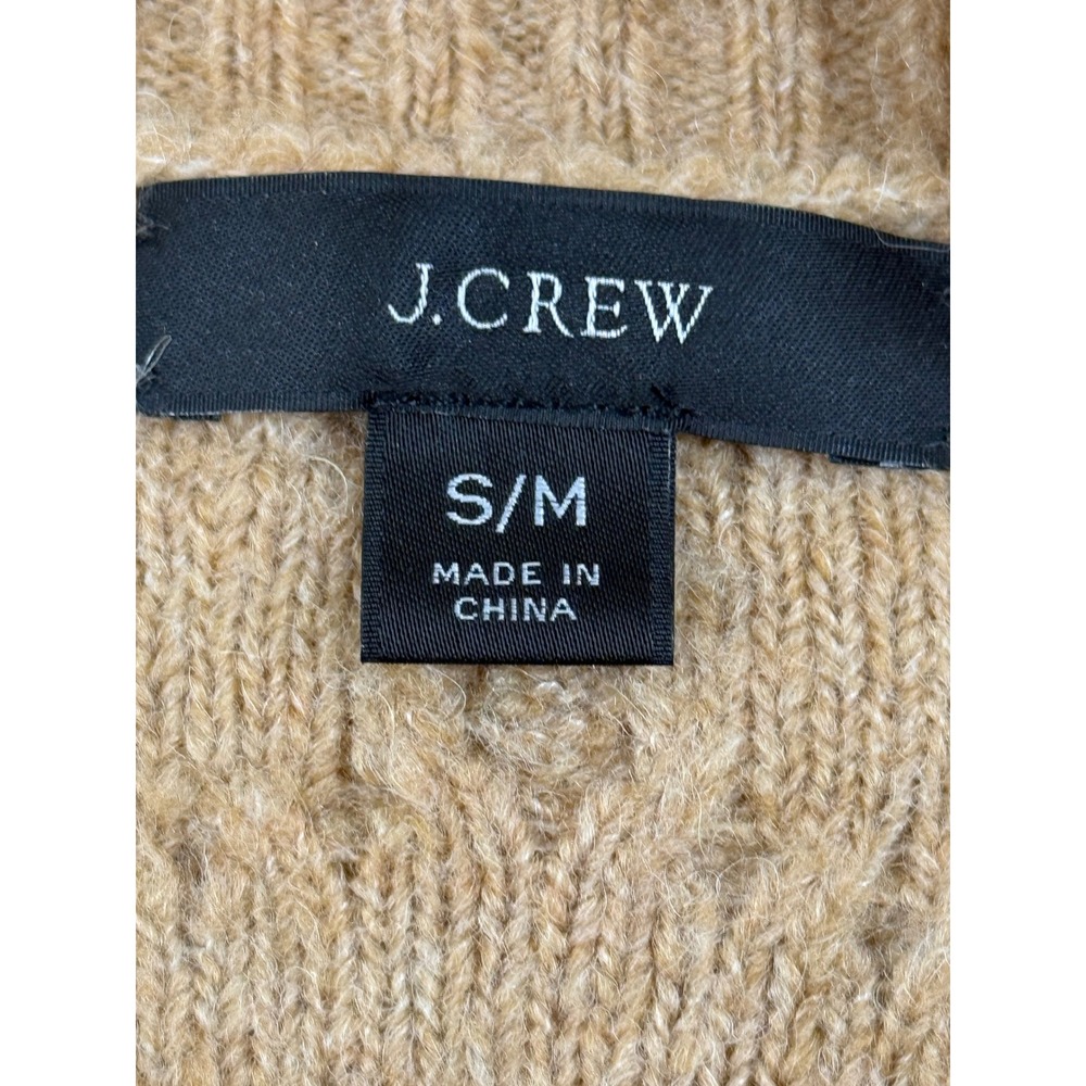 J.Crew Camel Merino Wool Alpaca Sweater Dress S/M Midi Cable Knit Cozy Fall - Picture 5 of 8